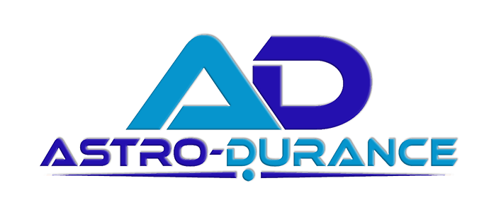 Astro-Durance logo features blue initials AD, symbolizing modernity and reliability in technology.