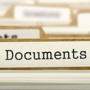 Clear label on organized document folder for efficient filing and easy access.