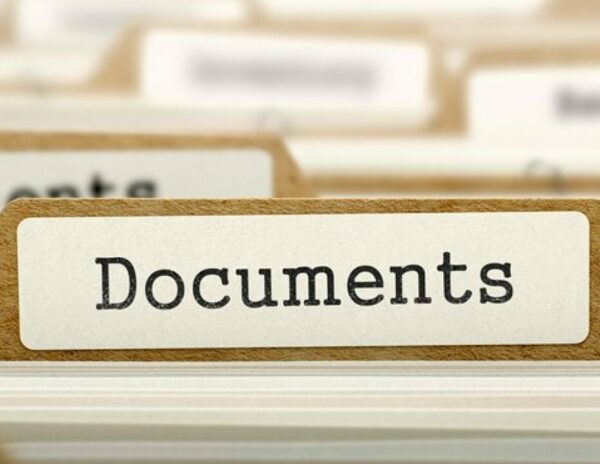 Clear label on organized document folder for efficient filing and easy access.